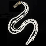 Accesoriu pentru par cu pini PRL03 cu 3 siraguri de perlute albe